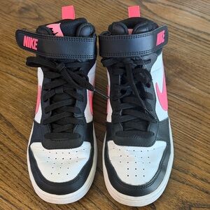 Nike Kids High-Top Sneakers - Black, White, and Pink